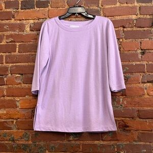 Susan Graver Weekend Essentials Lavender Women's Tunic Quarter Sleeve Size Small